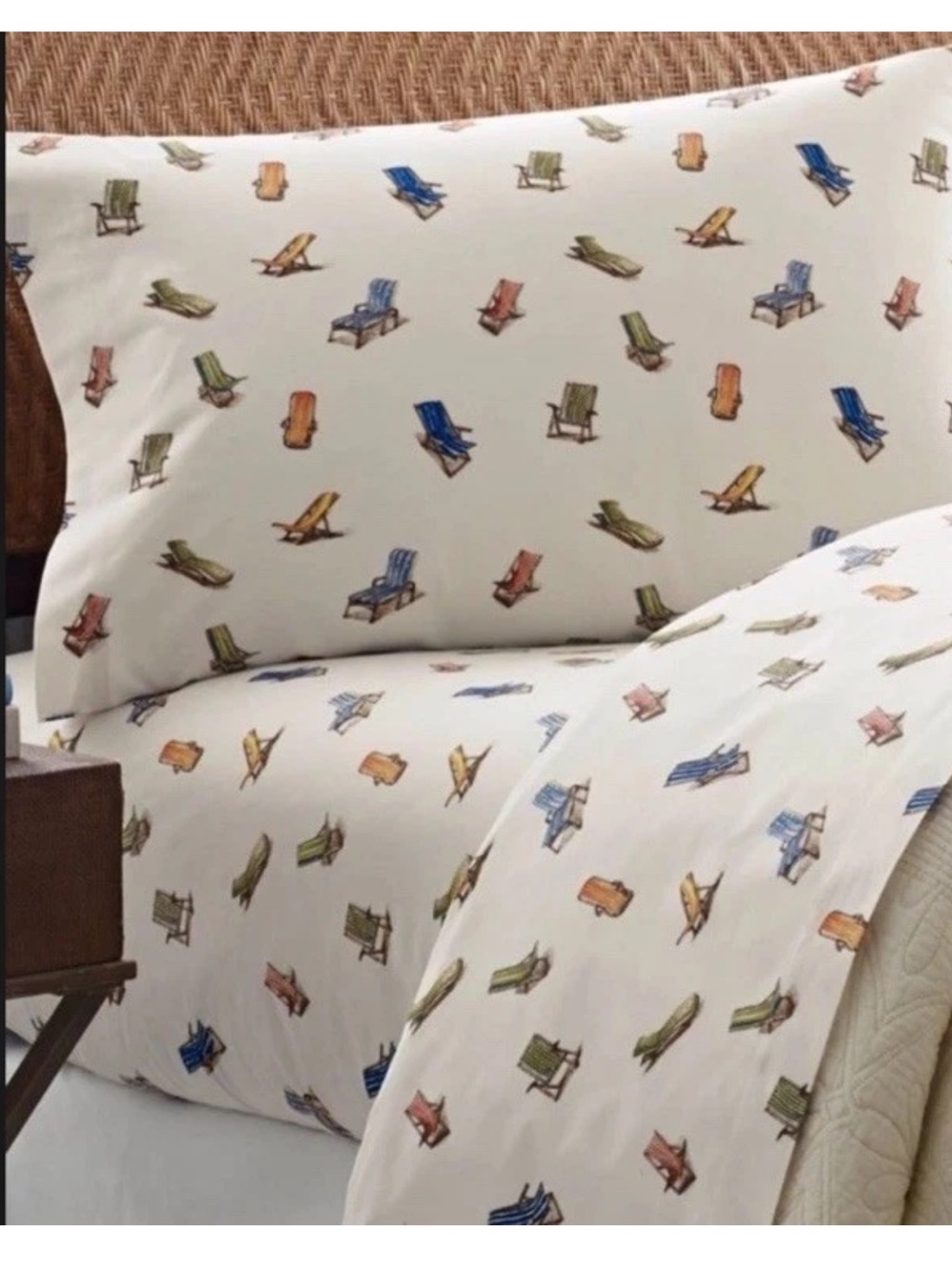 Tommy Bahama Beach Chairs 4-Piece Multi-Colored 100% Cotton Queen Sheet Set